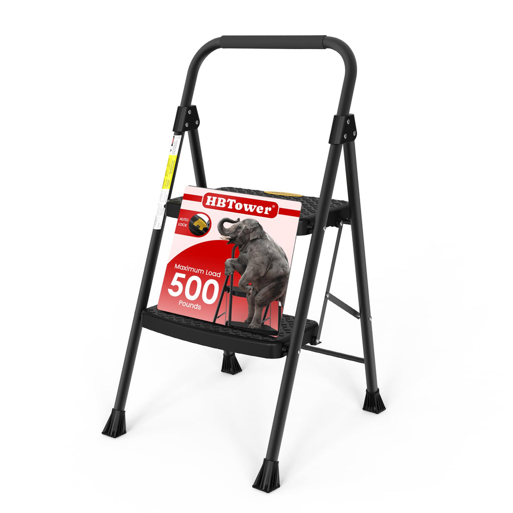 HBtower Step Ladder Sturdy, Heavy Duty Step Stool for Adults, Wide Anti-Slip Pedal Step Ladder Folding Step Stool for Home Kitchen Garage Outdoor (3 Step Ladder)