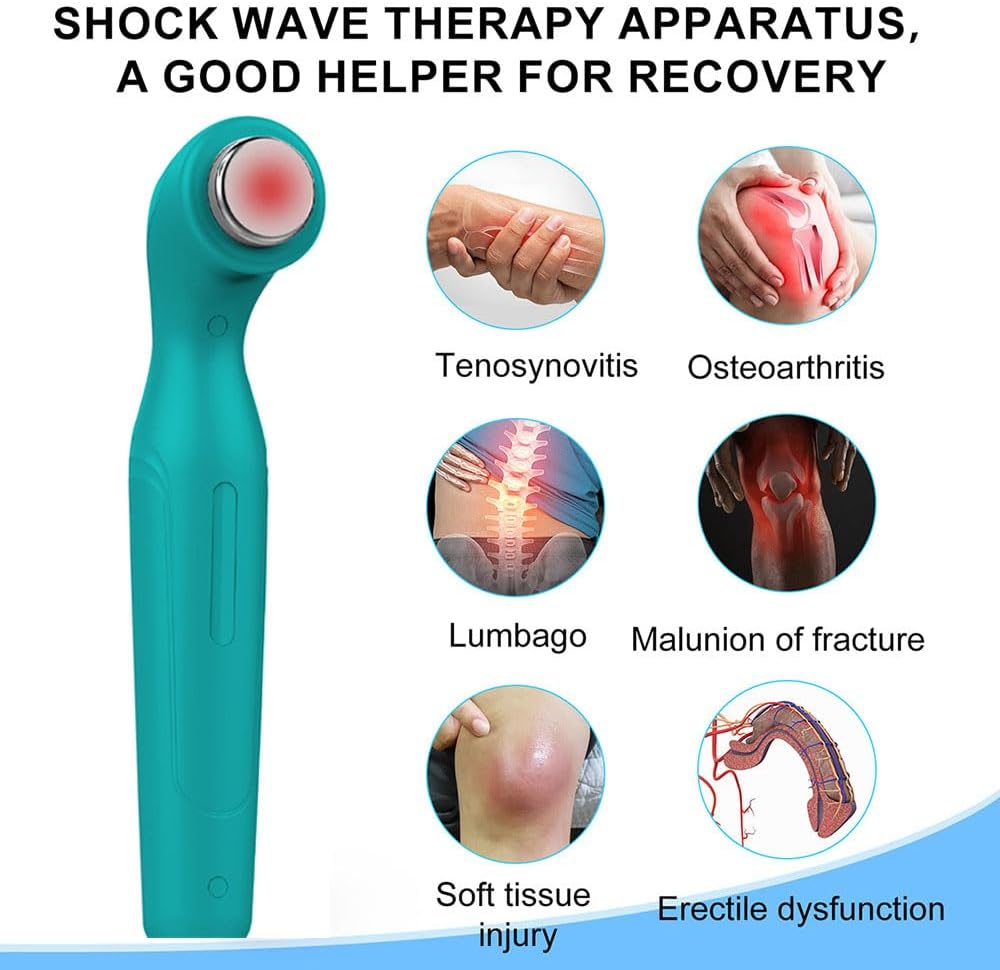 Portable Silent Shockwave Therapy Machine, Effective Electromagnetic Extracorporeal E-D Shock Wave Therapy Machine Pain Relief Body Massager Muscle Relax Massage Gun