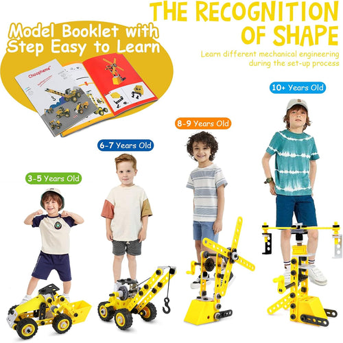 choopheme 10 in 1 Stem Toys for 5 6 7 8 9+ Year Old Building Block Kit Stem Activities Projects Boy Toys Age 4-8 5-7 6-8 8-10 Creative Set Educational Engineering Excavator Construction Birthday