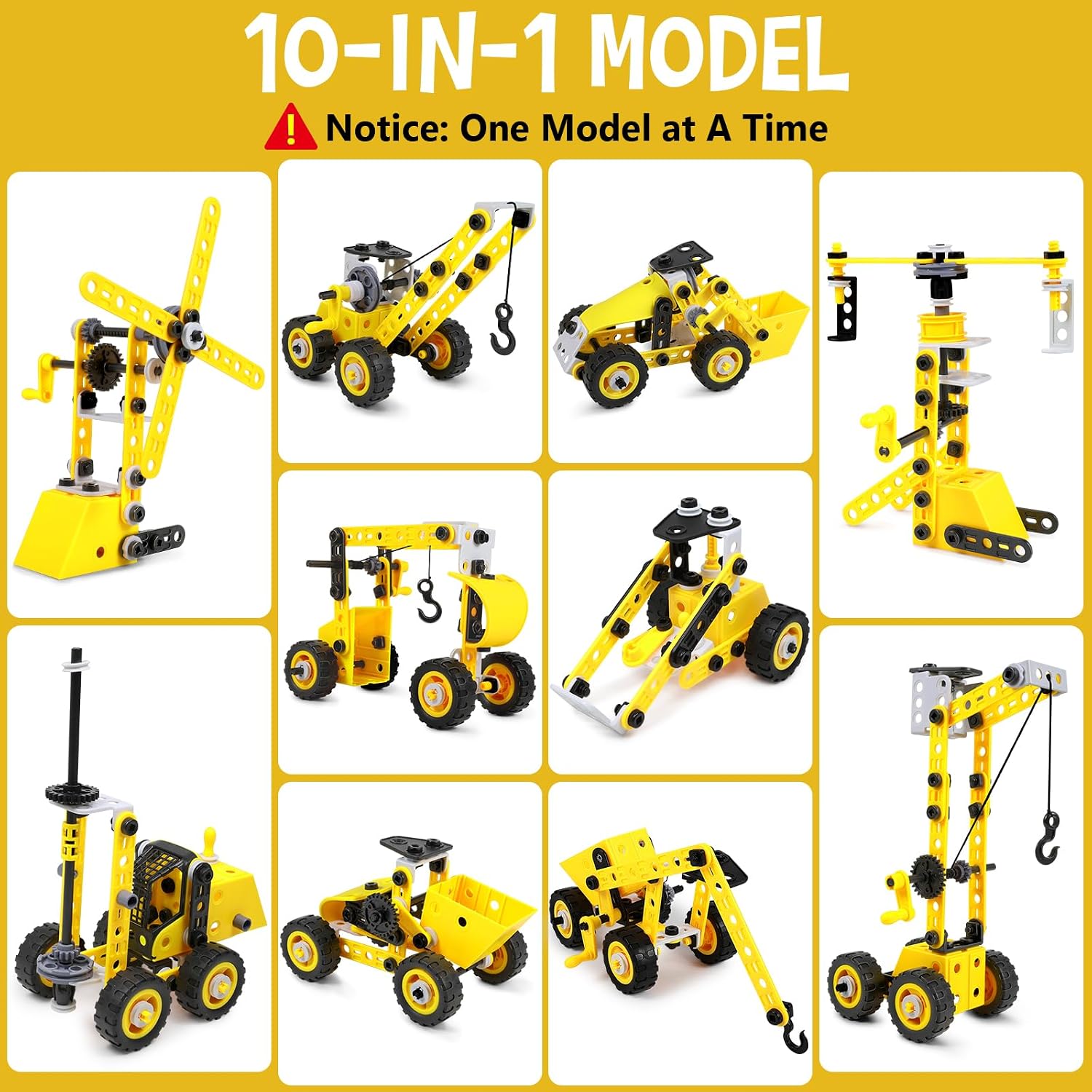 choopheme 10 in 1 Stem Toys for 5 6 7 8 9+ Year Old Building Block Kit Stem Activities Projects Boy Toys Age 4-8 5-7 6-8 8-10 Creative Set Educational Engineering Excavator Construction Birthday