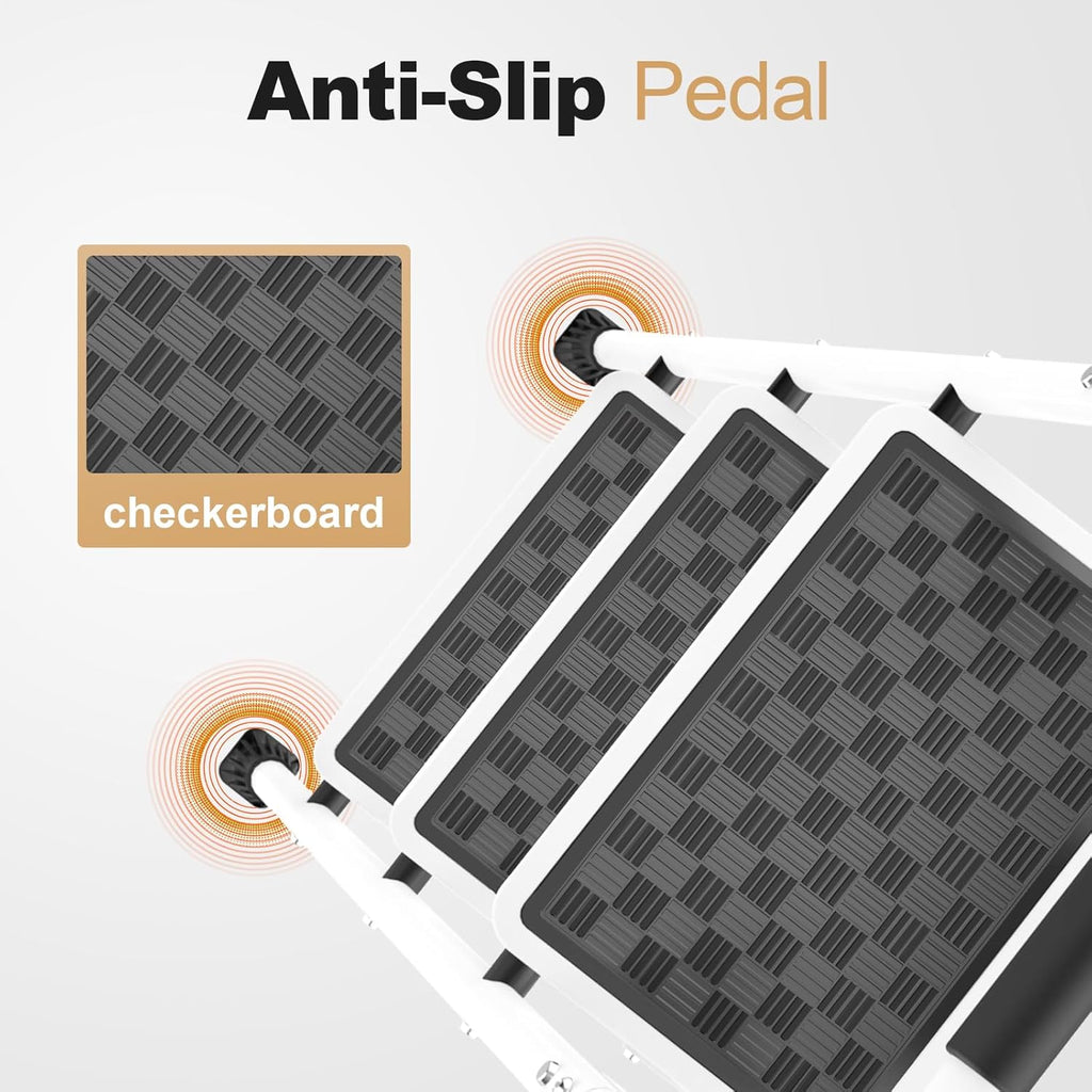 HBTower 3 Step Ladder,3 Step Stool for Adults Folding Step Stool with Cushioned Handle with Wide Anti-Slip Pedal Ergonomic Design