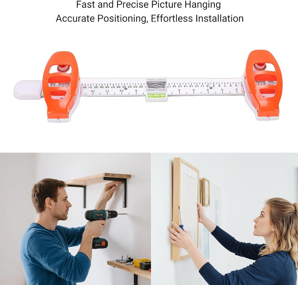 Bewinner Picture Hanging Tool with Built in Level, Precision Marking,Alignment Ruler for Photo Frames, Wall Decor, Mirrors, ABS Wall Friendly DIY Hanger