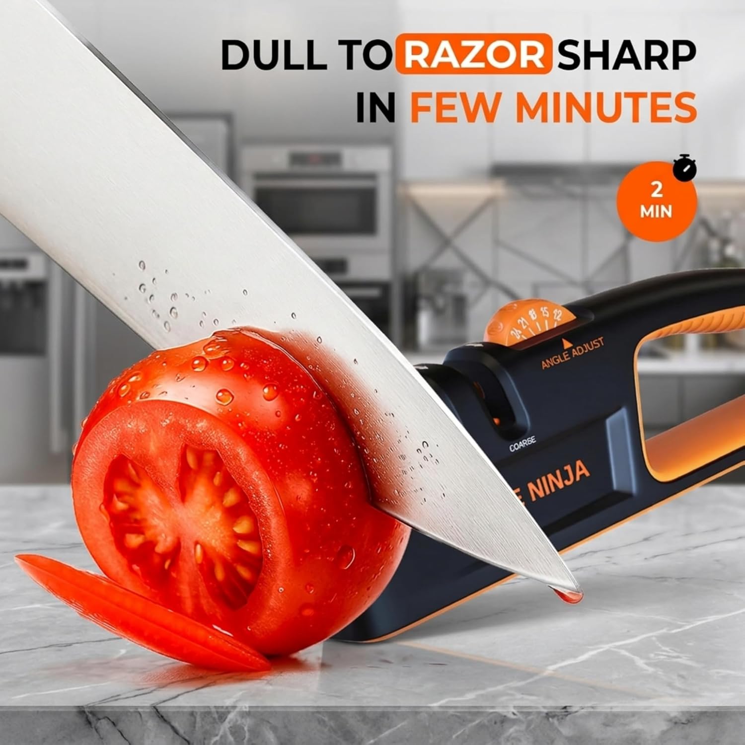 5 Precision Adjust Knife Sharpener- 3-Stage Premium Kitchen Knife Sharpener to Repair, Restore & Polish Blades by Sharp Pebble