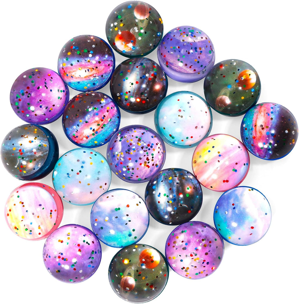 Pllieay Space Bouncy Balls Bulk, 20PCS 32mm Bouncy Balls for Party Favors | Space Theme Bouncy Balls for Birthday, Kids Party Favors, Gift Bag Fillers, Easter Pinata Stuffers, Classroom Prizes and Pet