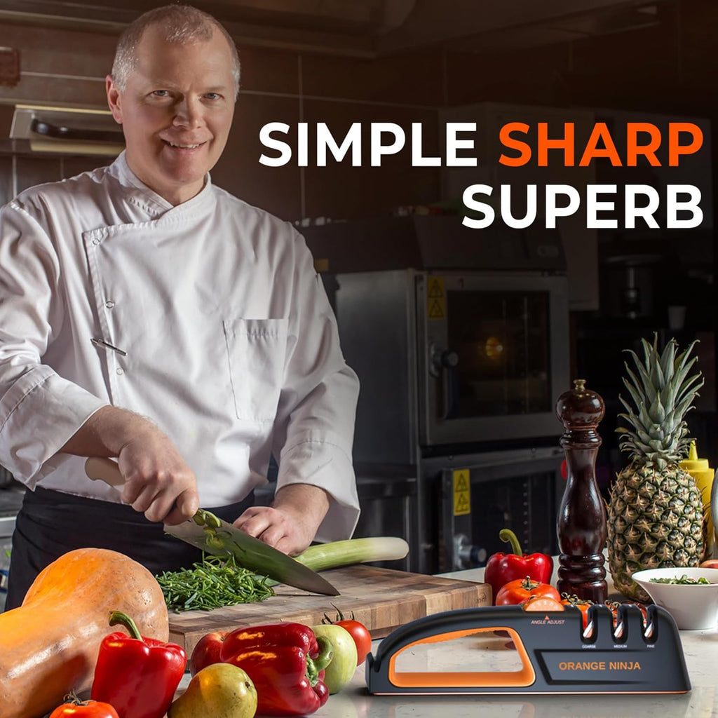 5 Precision Adjust Knife Sharpener- 3-Stage Premium Kitchen Knife Sharpener to Repair, Restore & Polish Blades by Sharp Pebble