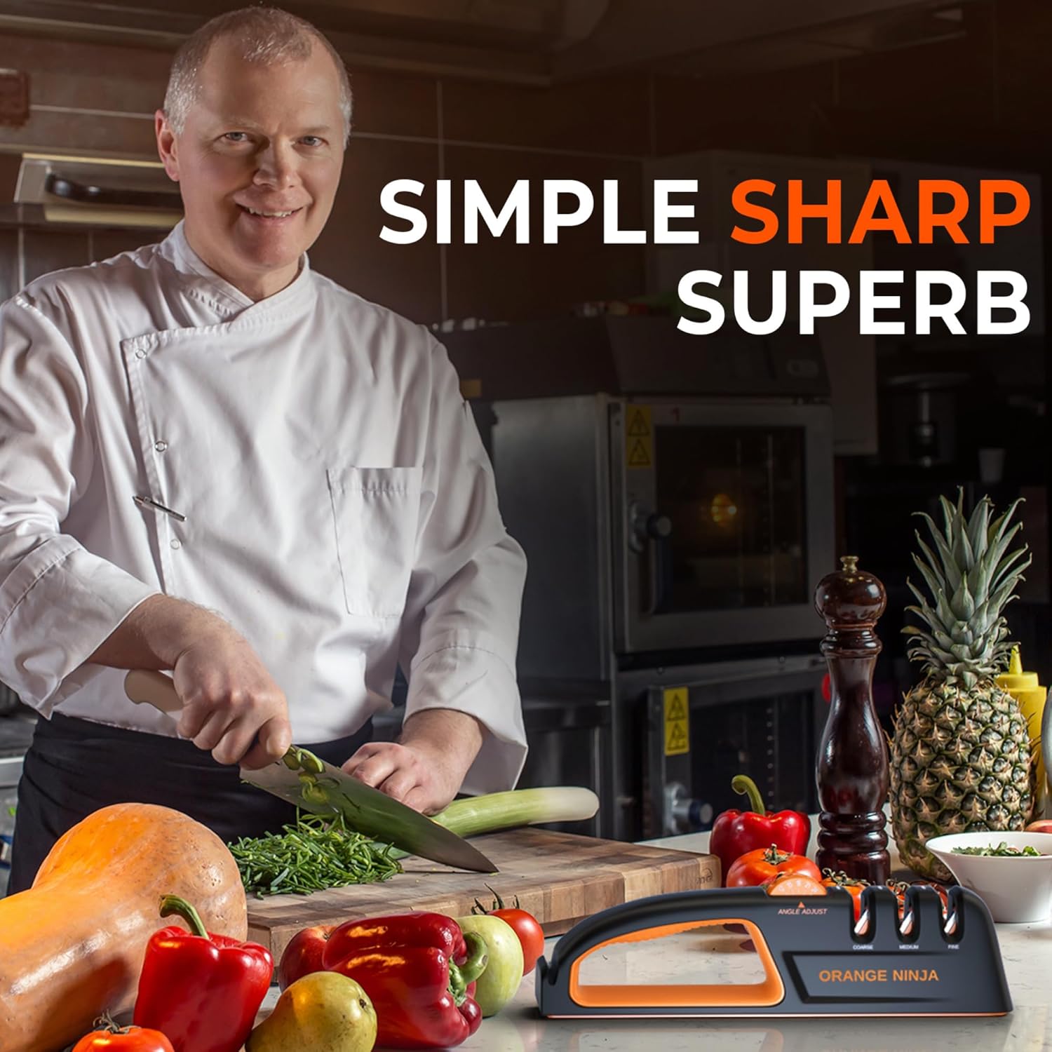 5 Precision Adjust Knife Sharpener- 3-Stage Premium Kitchen Knife Sharpener to Repair, Restore & Polish Blades by Sharp Pebble