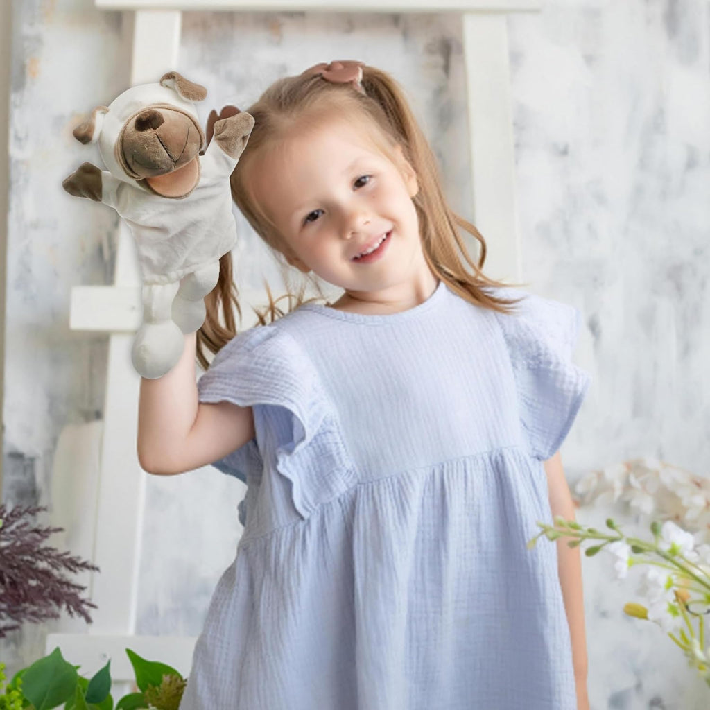Easfan Puppy Hand Puppet Soft Animal Plush Toy with Movable Mouth Interactive Storytelling Cute Dog Toys Creativity and Imagination Christmas Birthday Gifts for Toddlers Kids,12.5''
