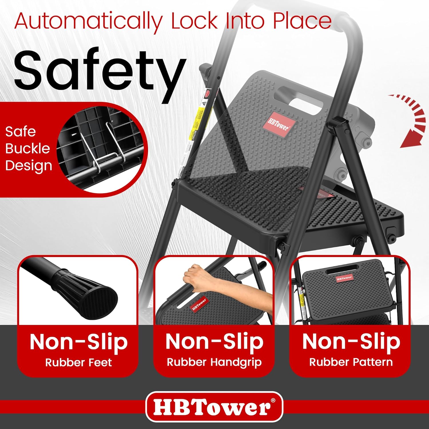 HBTower Step Ladder, Step Stool Foldable for Adults with Wide Anti-Slip Pedal, Lightweight 4 Step Ladders for Home