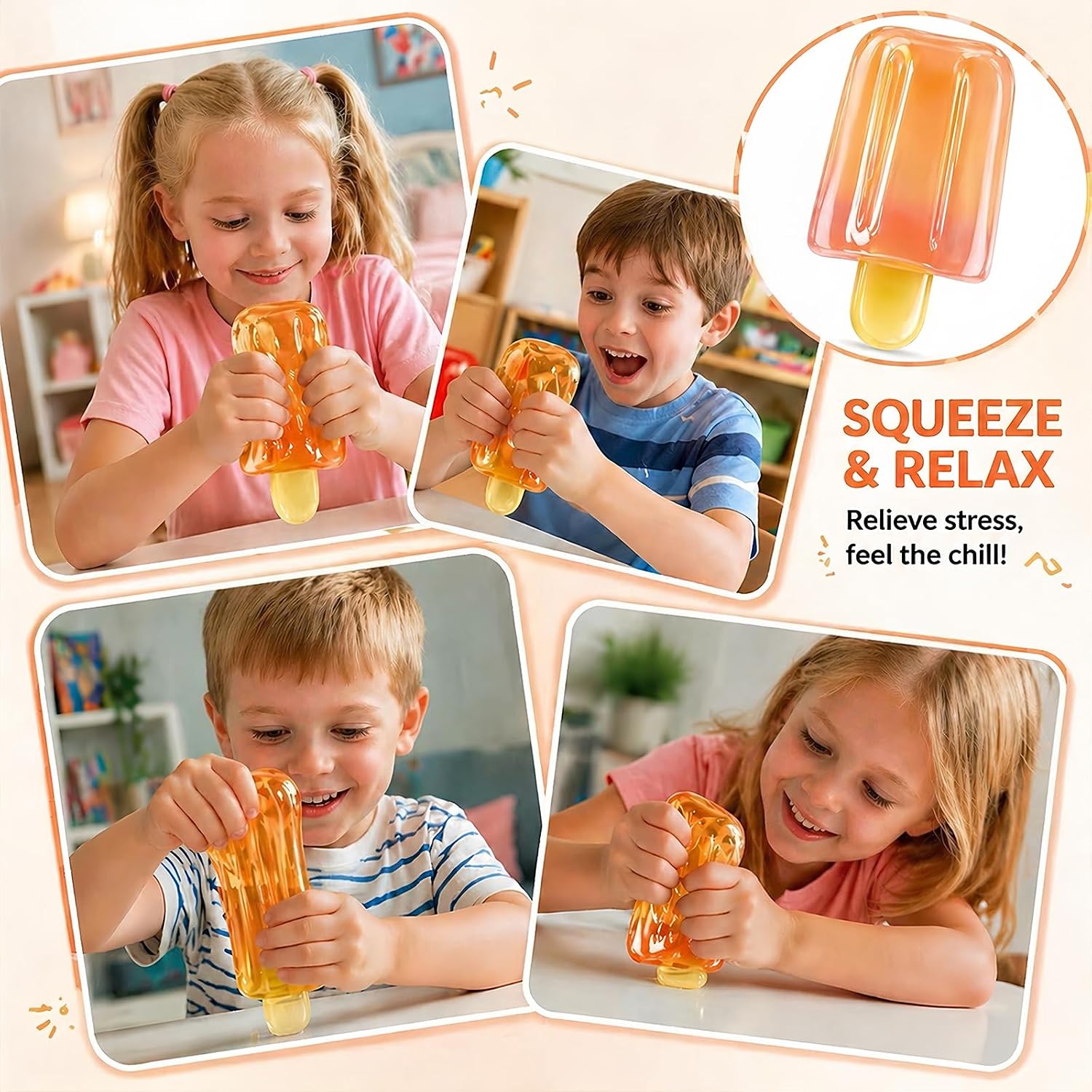 Ice Cream Squeeze Squishy,Summer Party Favors for Kids Adults,Cute Sensory Stress Relief Toys for Anxiety Stress,Squishies Slow Rising Fidget Toy,Birthday Gift & Classroom Rewards