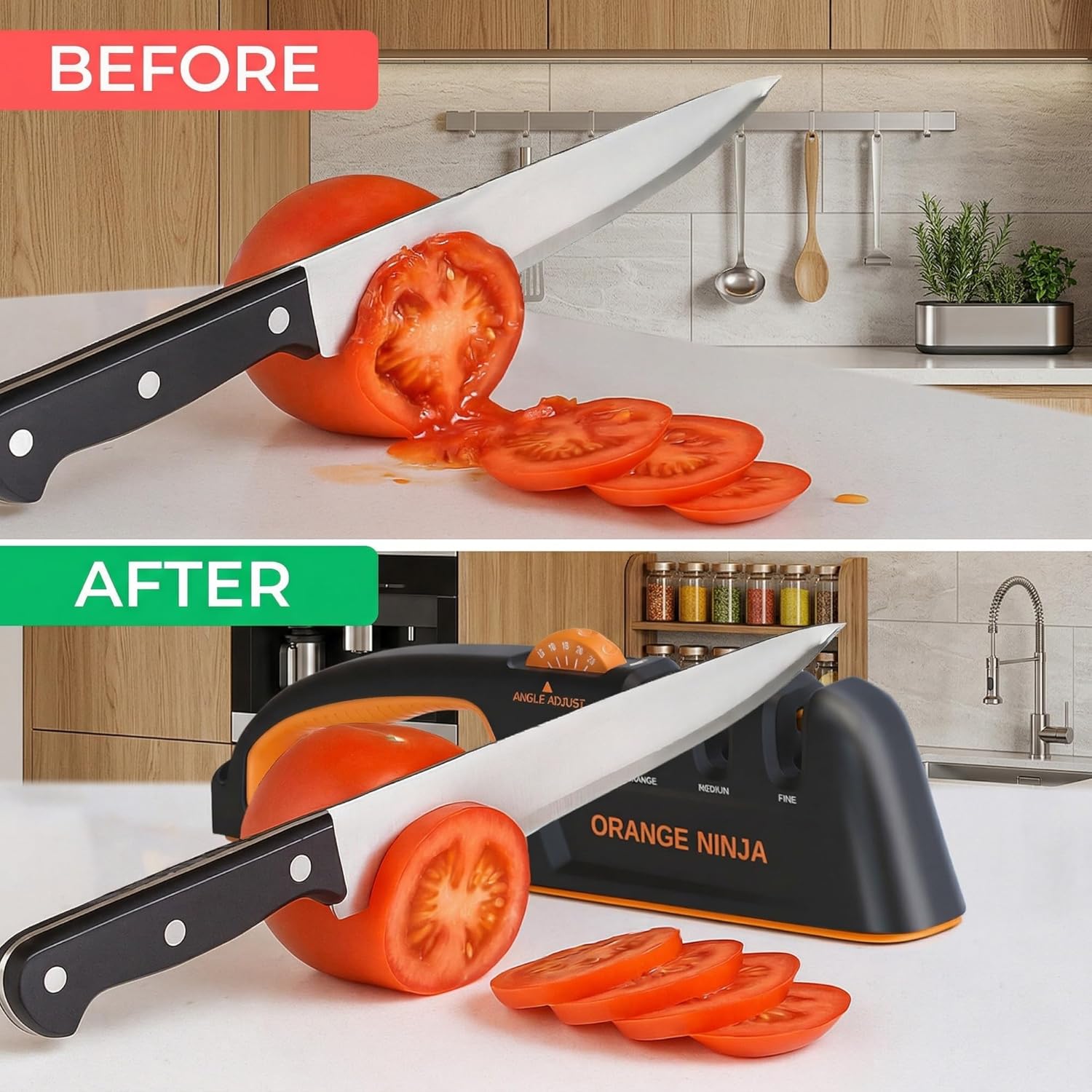 5 Precision Adjust Knife Sharpener- 3-Stage Premium Kitchen Knife Sharpener to Repair, Restore & Polish Blades by Sharp Pebble